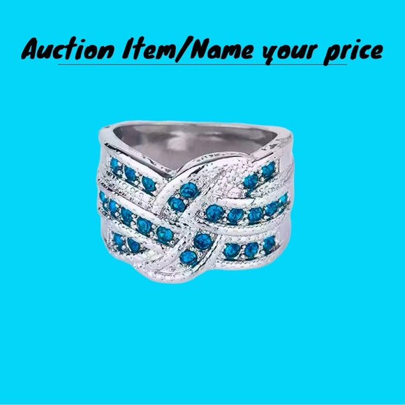 ⌛️Auction: Silver Band with Large Blue Stones Ring - Picture 3 of 5